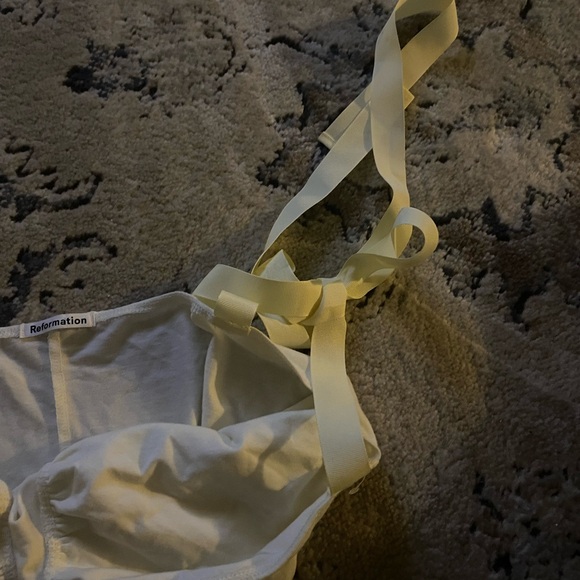 Reformation Marsala Cream Bodysuit with Ribbon Ties - Picture 5 of 5